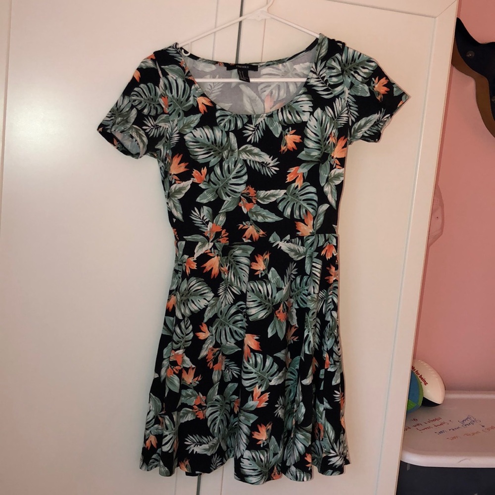 Tropical print summer skater dress